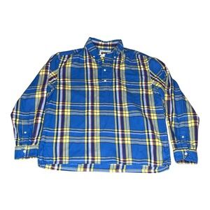 Chubbies The Nutter USA Plaid Button Down Shirt Men's Size Large‎ Blue Yellow